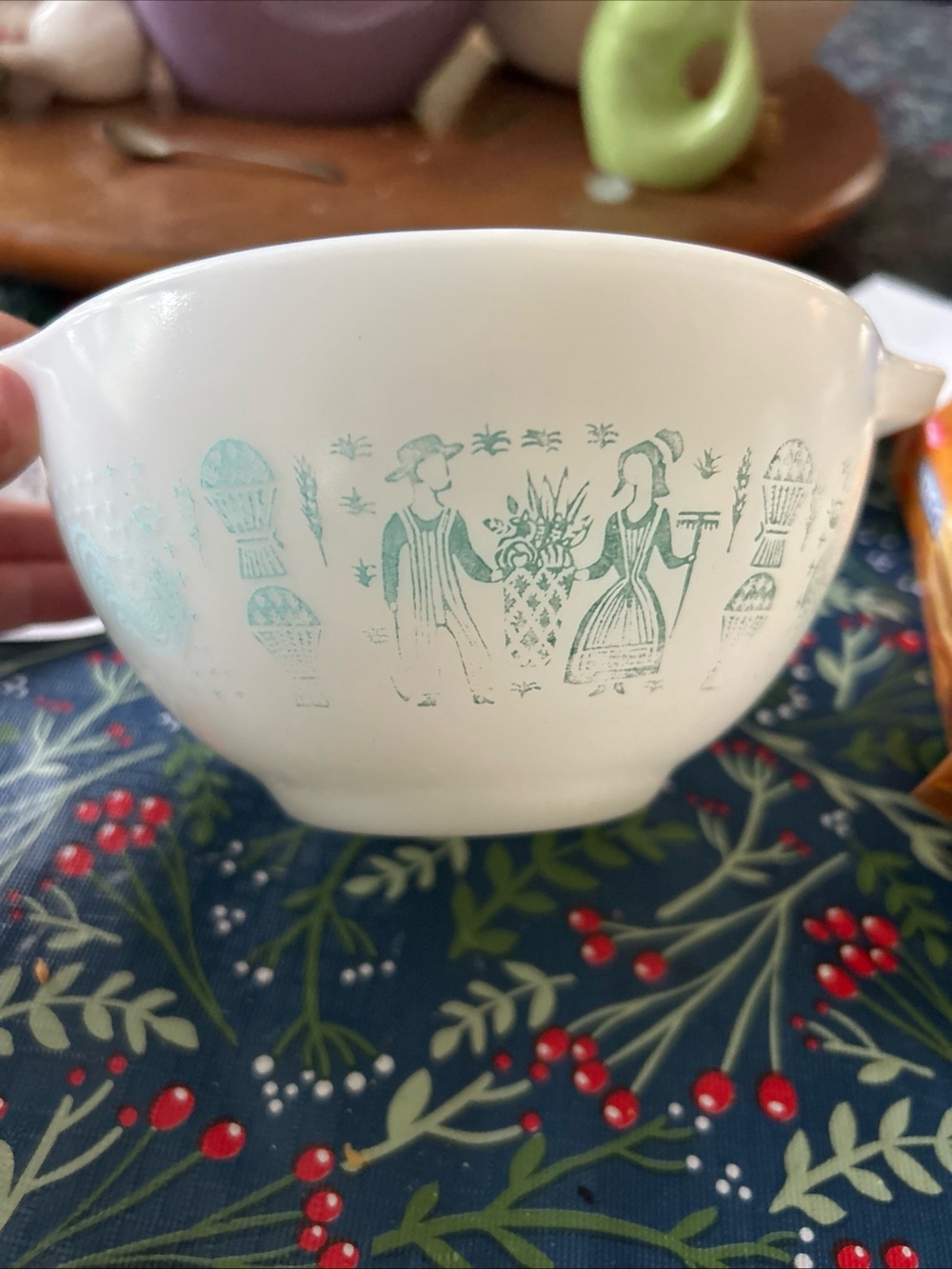 Vintage PYREX 441 Turquoise Amish Butterprint Cinderella Mixing Bowl 1 1/2 Pt